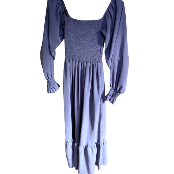 Blue Anna-Kaci Long Sleeve Square Neck Dress Size Small - Picture 4 of 11